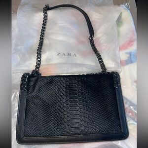 ZARA Faux Leather & Ponyhair Flap Bag